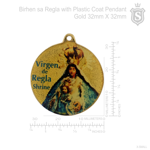 Birhen sa Regla with Plastic Coat Pendant Gold 32mm