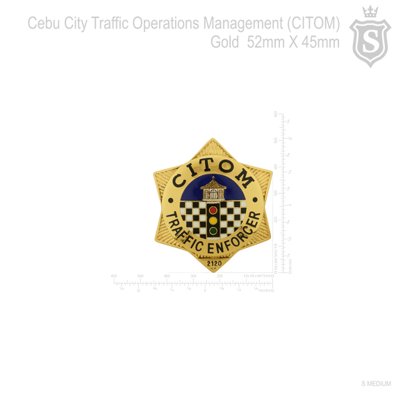 Cebu City Traffic Operations Management (CITOM) Badge Gold 52mm
