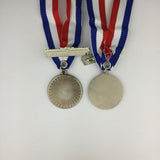 Blank Medal 1.7 inches with blue, white, and red ribbon