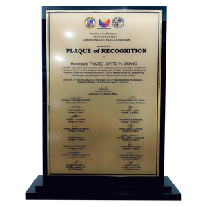 Plaque of Recognition – Hon. Thadeo Jovito M. Quano