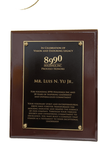 8990 Holdings, Inc. Plaque