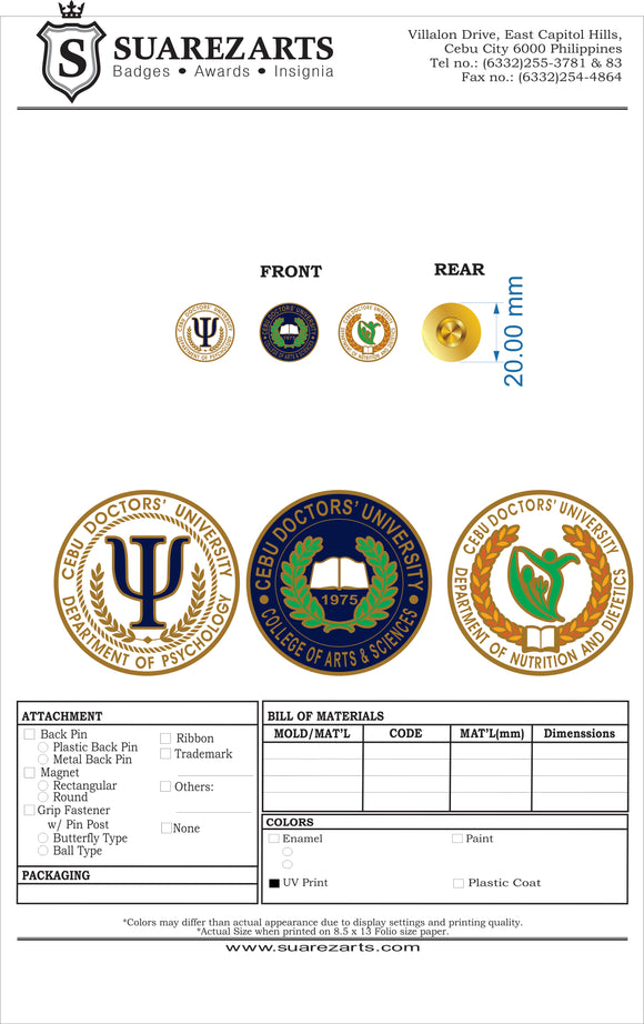 Cebu Doctor's University (CDU) - Department of Psychology Pin