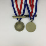 Blank Medal 1.7 inches with blue, white, and red ribbon