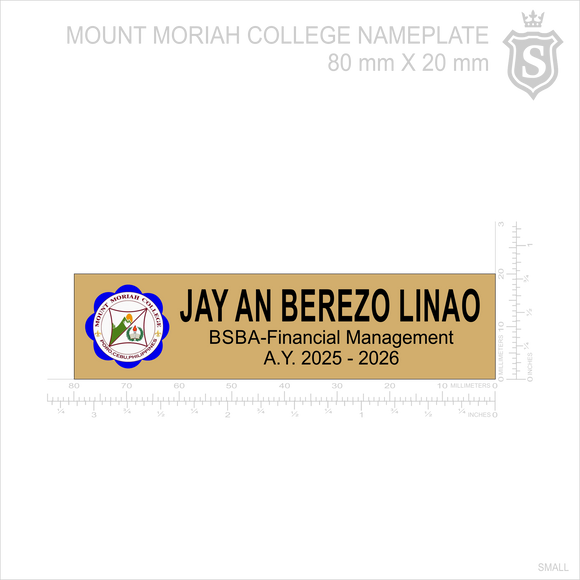 Mount Moriah College Nameplate- BSBA-Financial Management