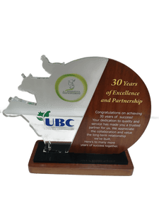 Ultra Bio Corporation (UBC) 30 Years of Excellence and Partnership Plaque