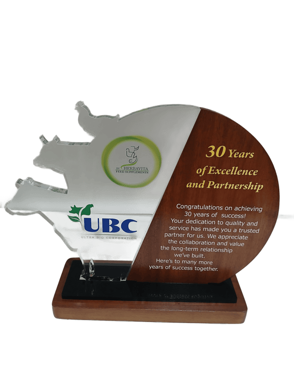 Ultra Bio Corporation (UBC) 30 Years of Excellence and Partnership Plaque