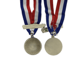 Blank Medal 1.7 inches with blue, white, and red ribbon