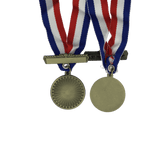 Blank Medal 1.7 inches with blue, white, and red ribbon