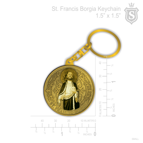 St. Francis Borgia keychain Gold 1.5 inch