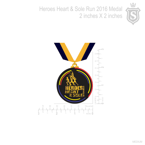 Heroes Heart & Sole Run 2016 Gold Medal 2 inch
