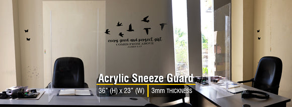 Portable Acrylic Sneeze Guard w/ Base- (36in Height) Basic Front Design