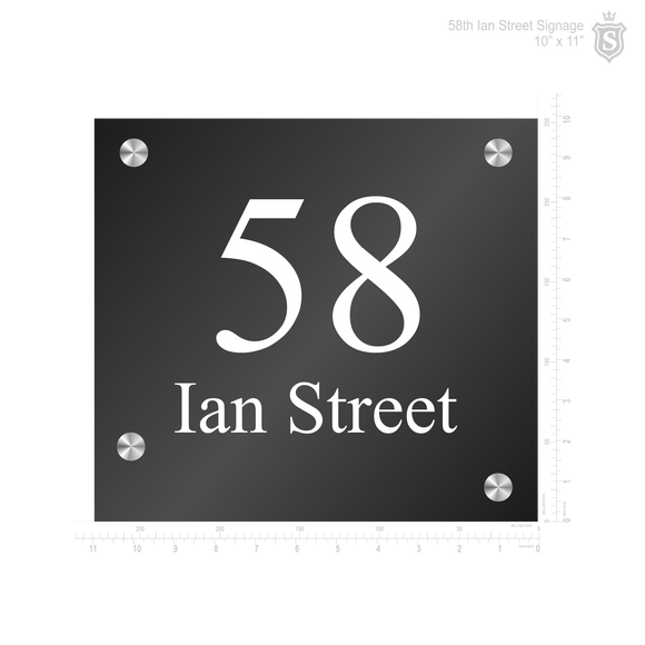 58 Ian Street Brass Signage