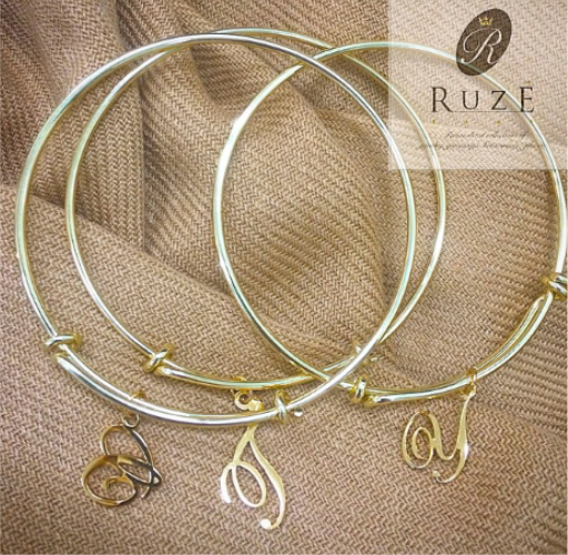 Adjustable Bangle with cut out cursive letters