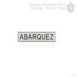 Abarquez White Nameplate