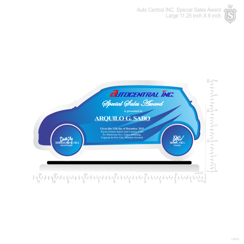 Auto Central INC. Special Sales Award Large 11.25 inch