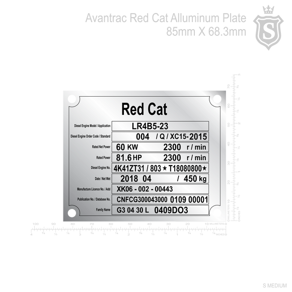 Red Cat Aluminum Plate 85mm X 68.3mm