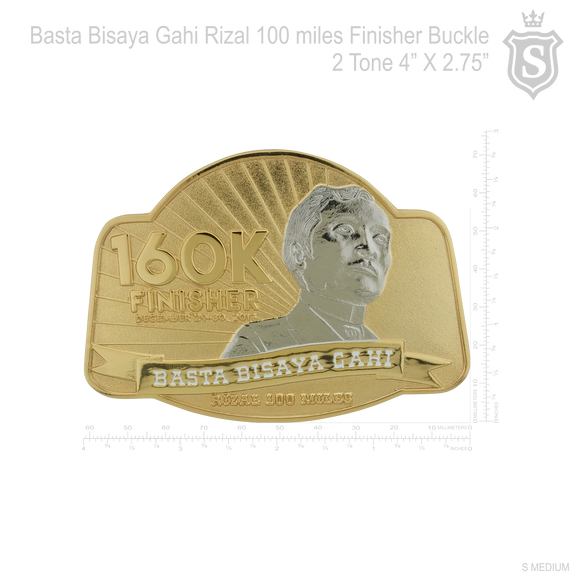 Basta Bisaya Gahi Rizal 100 miles Finisher Race Buckle 2 Tone 4 inch x 2.75 inch