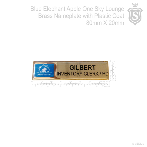 Blue Elephant Apple One Sky Lounge Brass Nameplate