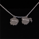 Boy & Girl Head Pendant with Engrave Names Silver 20mm