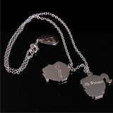 Boy & Girl Head Pendant with Engrave Names Silver 20mm