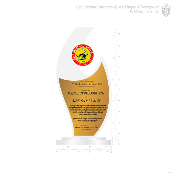 Cebu Normal University (CNU) Plaque of Recognition for DR. Lopez 10.69 inch