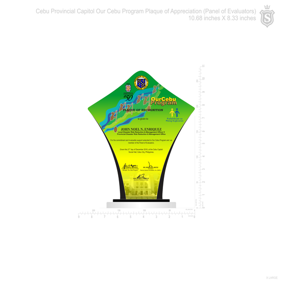 Cebu Provincial Capitol - Our Cebu Program Plaque Appreciation (Panel of Evaluators) 10.68 inch