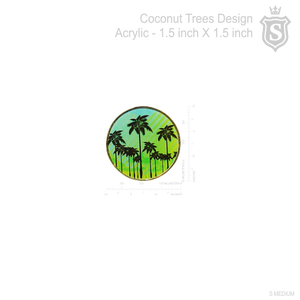 Coconut Trees Design Acrylic Keychain 1.5 inch