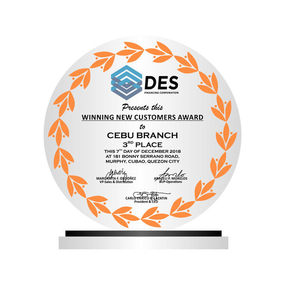 DES Financing Corp. Plaque