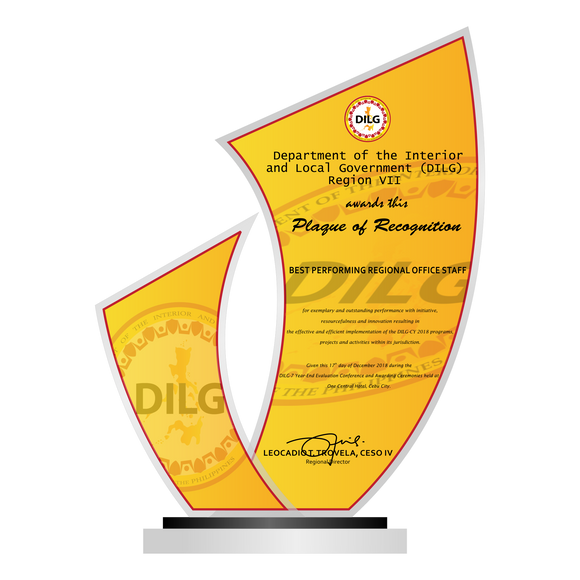 DILG Best Performing Regional Office Plaque