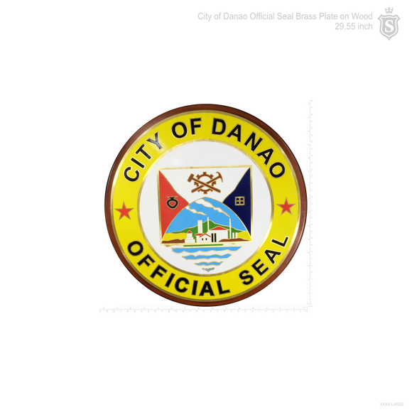 City of Danao Seal Brass on Wood 29.55 inch diameter