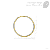 Detachable Bangle with Engrave Letter Initial Gold 64mm