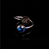 Disc Ring with Letter Initial Engrave and Birthstone Silver 20mm