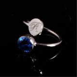 Disc Ring with Letter Initial Engrave and Birthstone Silver 20mm