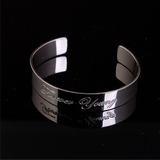 Flat Bangle with Engrave - Thick Silver 67mm