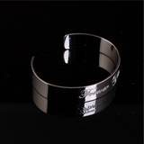 Flat Bangle with Engrave - Thick Silver 67mm