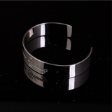 Flat Bangle with Engrave - Thick Silver 67mm