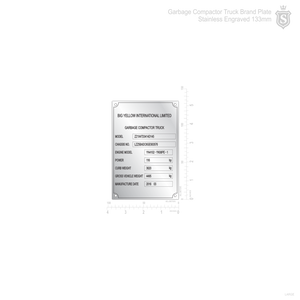 Garbage Compactor Truck Brand Plate Stainless Engraved 133mm