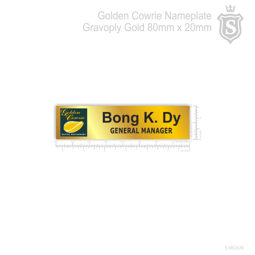 Golden Cowrie Nameplate