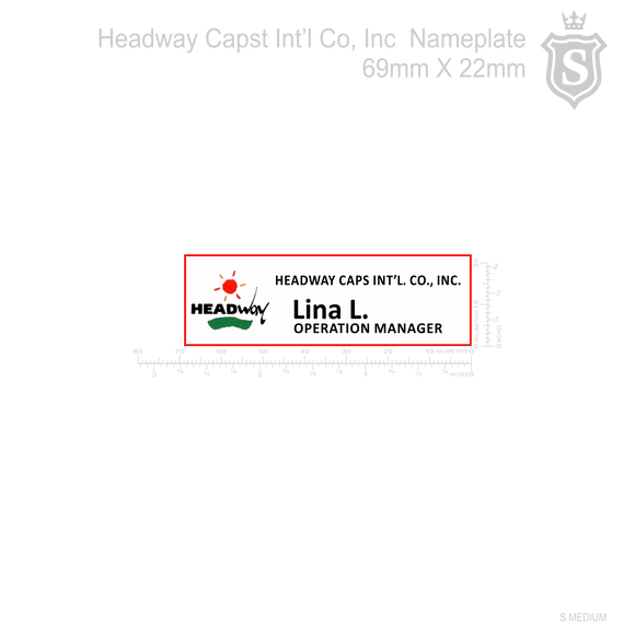 Headway Caps International Nameplate