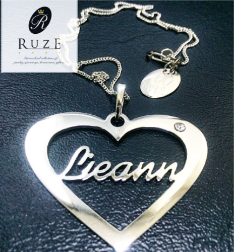 Heart Pendant with Name Cut Out 