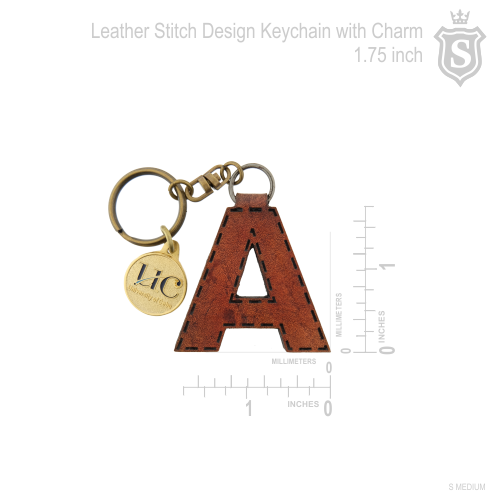 Plain Leather Design Keychain with Charm 1.75 inch