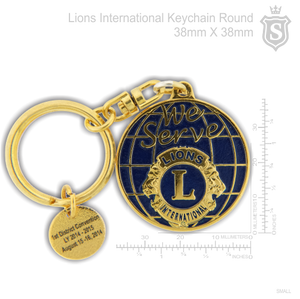 Lions International Keychain Round- We serve 38mm