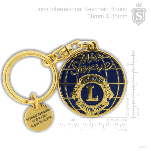 Lions International Keychain Round- We serve 38mm