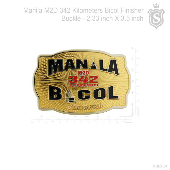 Manila M2D 342 Kilometer Bicol Finisher Buckle Gold 3.5 inch
