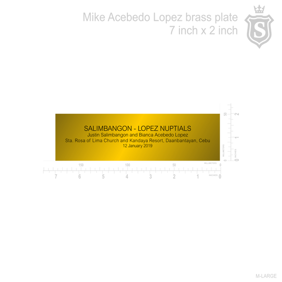 Salimbangon Lopez Nuptials Brass Plate