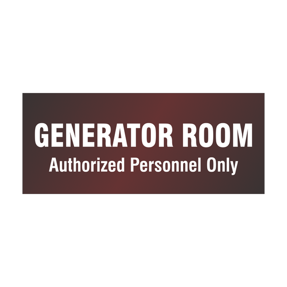Brown Acrylic Generator Room Signage