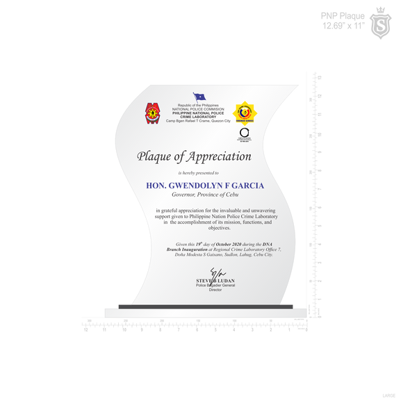 PNP Crime Laboratory Plaque of Appreciation - PNP