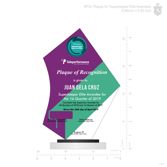 RFQ- Plaque for Superkeeper Elite Awardee
