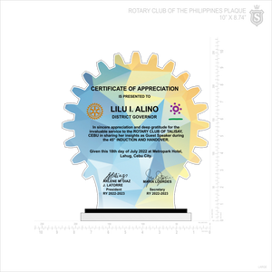 ROTARY CLUB - TALISAY PLAQUE 10"