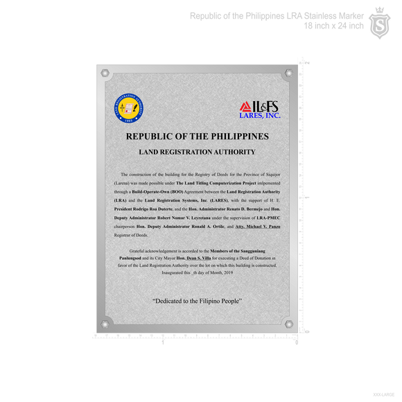 Republic of the Philippines LRA Stainless Marker